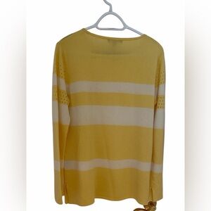 Neiman Marcus Yellow and Cream Striped Lightweight cashmere Sweater